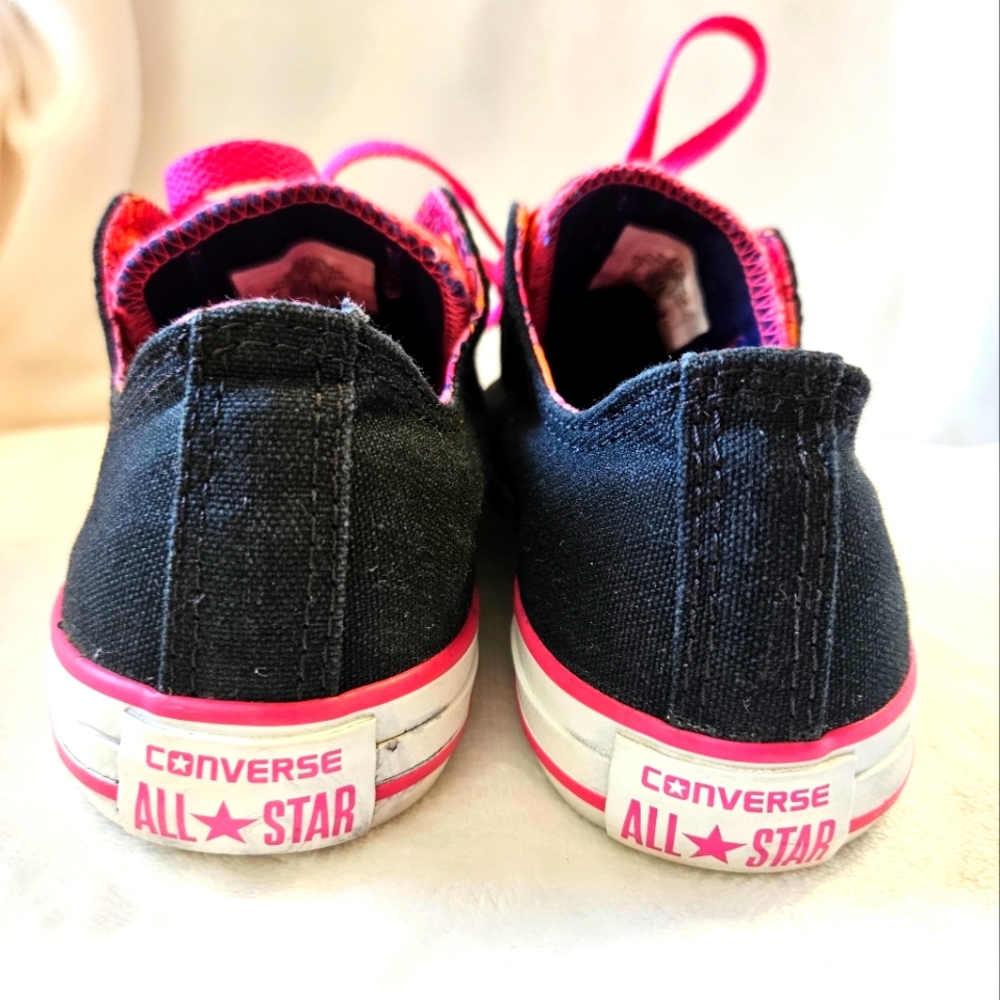Converse All Star Multi Tongue Pink/Black Junior Sneakers Size 4. - Picture 6 of 11